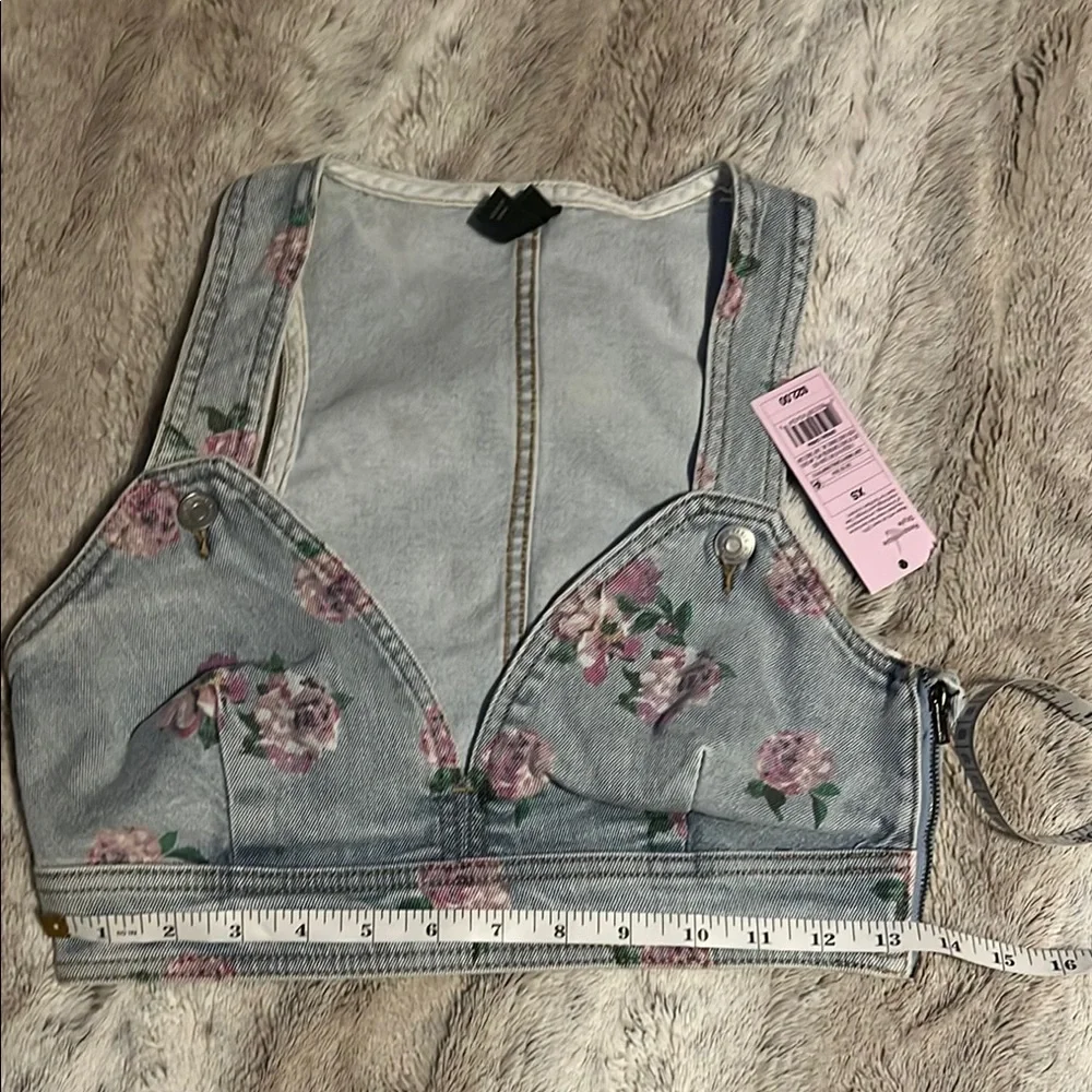 Wild Fable Blue Buttoned Bustier Crop Top - Picture 7 of 7